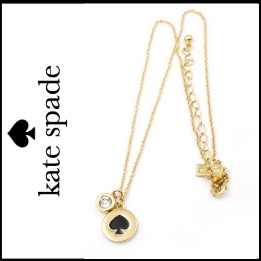 NWT KATE SPADE Spade & Crystal Charm Necklace - Picture 2 of 5